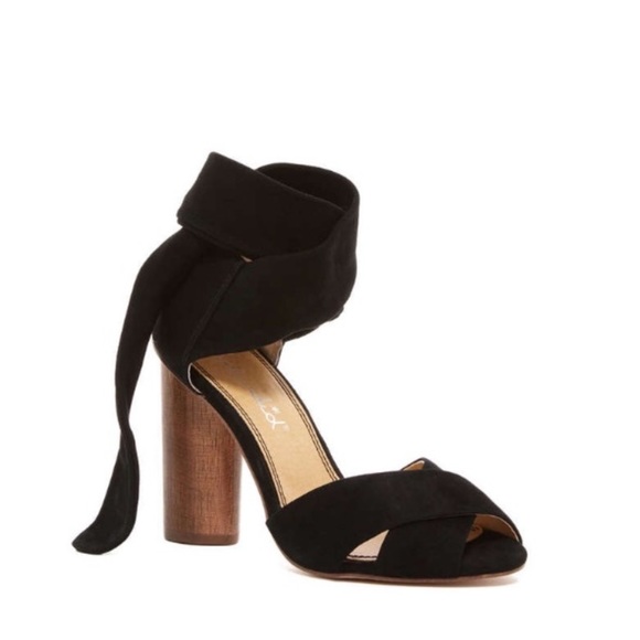 Splendid Johnson Block Heel Black Suede Sandals - Picture 6 of 7